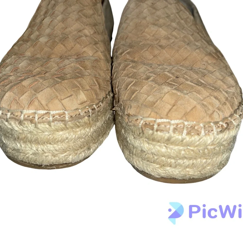 Sam Edelman Catherine Tan Woven Jute Leather Suede Platform Espadrille